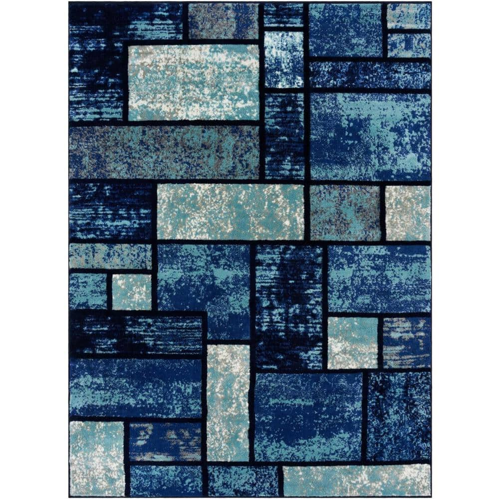 Luxe Weavers Tobis Collection Modern Geometric Abstract Navy 5x7 