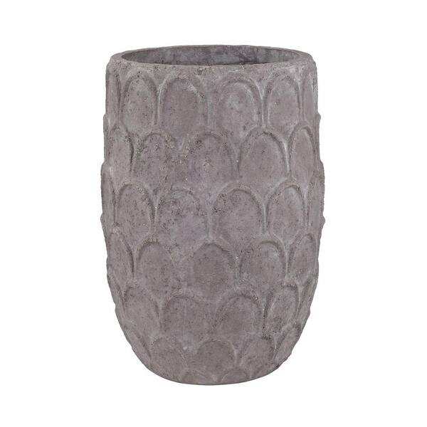 Titan Lighting Powdered Lotus Petal 20 in. Earthenware Decorative Vase in Dark Gray