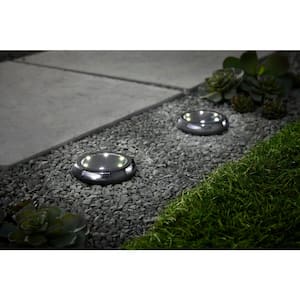 Black LED Color Changing Outdoor Solar Disc Path Light (4-Pack)