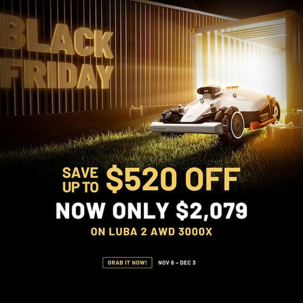 LUBA 2 AWD 3000X 15.8 in. Robot Lawn Mower (3/4 acre), Adjustable Cutting Height ( 1in. -2.7 in.), UltraSense AI Vision