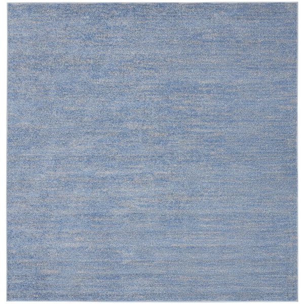 Nourison Essentials 7 ft. x 7 ft. Blue/Gray Square Solid Contemporary Indoor/Outdoor Patio Area Rug