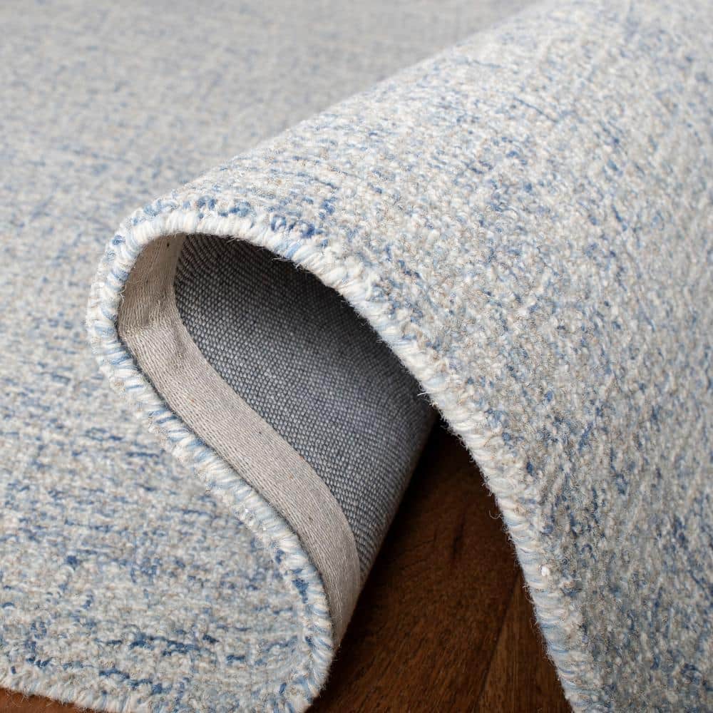 Ivory & Blue Abstract Hand-Tufted Wool Blend Area Rug 8' x 10'