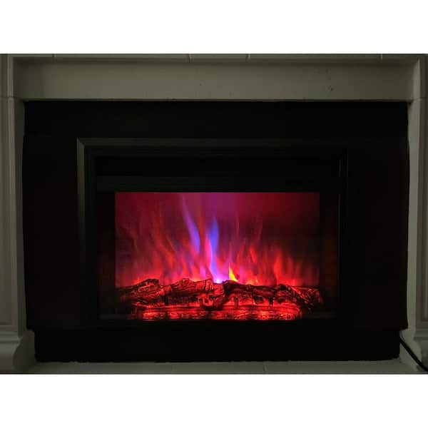XBrand 6.73 in. W Electric Insert Fireplace Heater with Remote Control and LED Flame Effect in Black