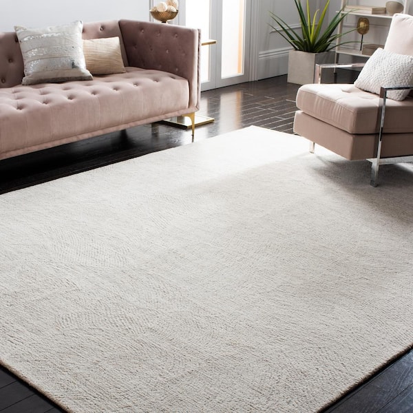 Metro 8 ft. x 8 ft. Square Natural/Ivory Solid Color Abstract Area Rug