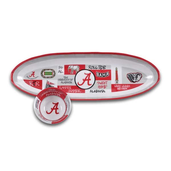 Alabama 20 in. Assorted Colors Melamine Oval Chip and Dip Server (Set of 2)