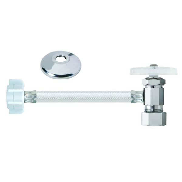 BrassCraft 1/2 in. Nom Compression x 7/8 in. Ballcock Nut x 12 in. Multi-Turn One-Piece Vinyl Toilet Water Supply Line with Flange