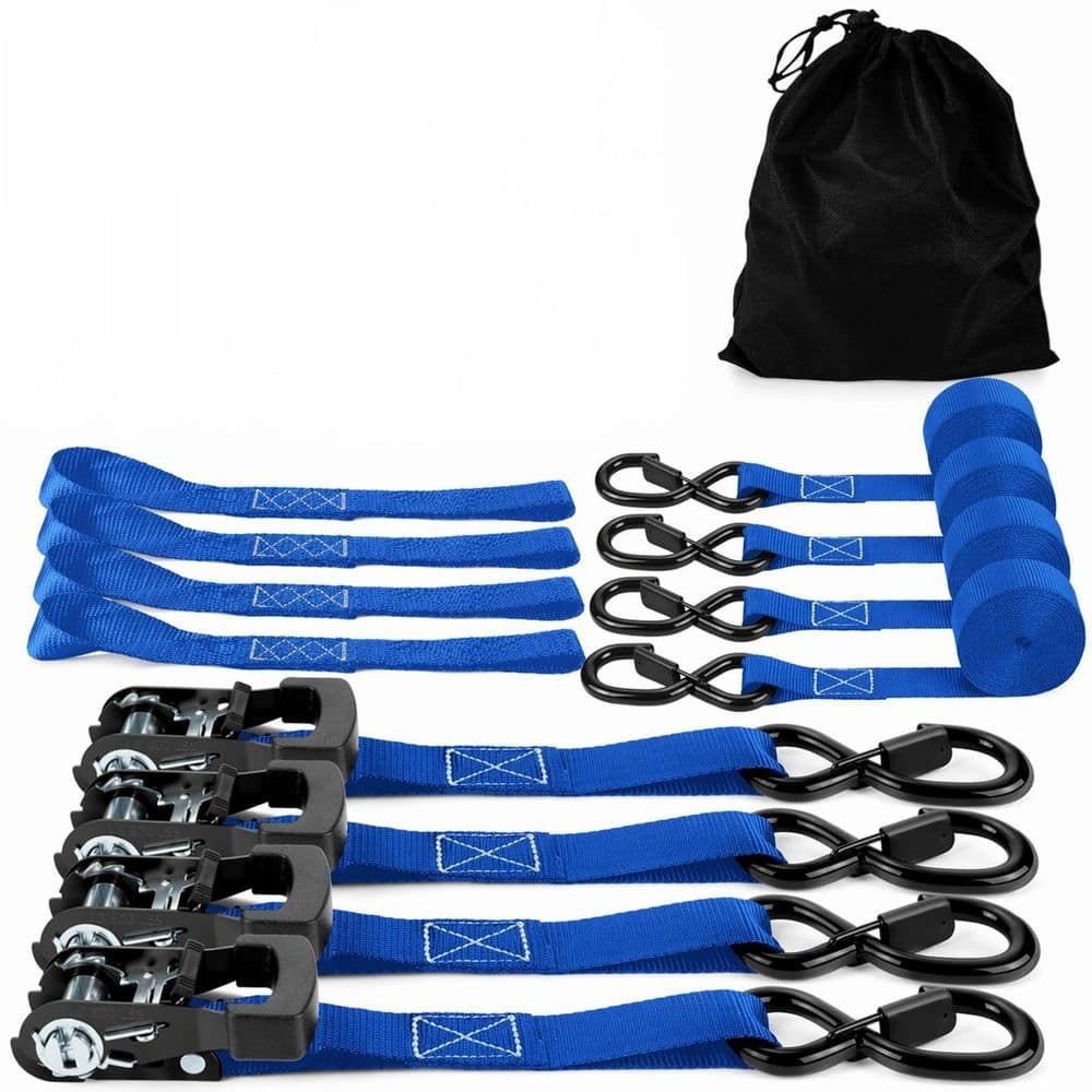 15 ft. x 1 in. Ratchet Tie Down Straps with S Hooks and Soft Loops Heavy Duty Cargo Securement 4 Pack price history on PriceWatchPro