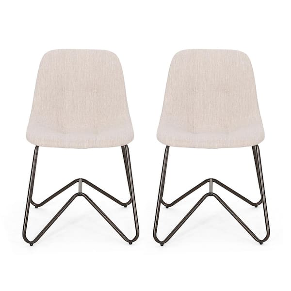 Noble House Norwood Beige Metal Dining Chair (Set of 2)