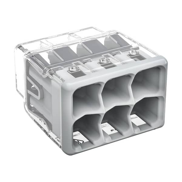 2773 Series 6-Port Push-in Wire Connector for Junction Boxes, Electrical Connector with Gray Cover, (5-Pack)