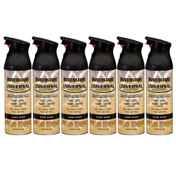 Rust-Oleum Universal 12 oz. Gloss Black Spray Paint (6-Pack)-DISCONTINUED