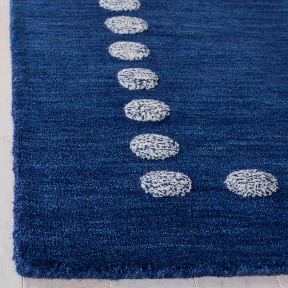 Handmade Tufted Navy Wool Square Kids Playroom Rug - 59" x 59"