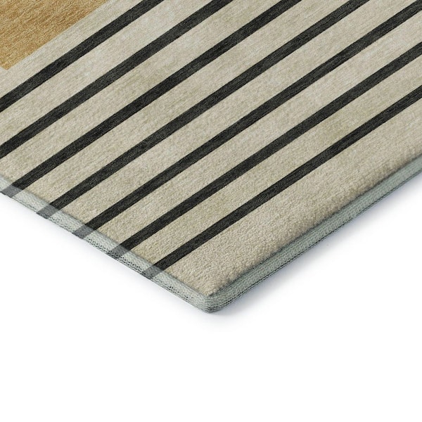 Mayfield Premium Machine Washable Abstract AMF995 Gold 3 ft. x 4 ft. Area Rug