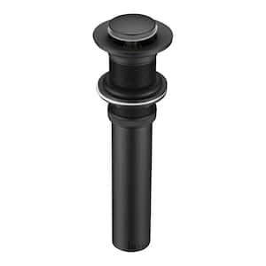 1-1/2 in. Brass Bathroom and Vessel Sink Push Pop-Up Drain Stopper with No Overflow in Matte Black