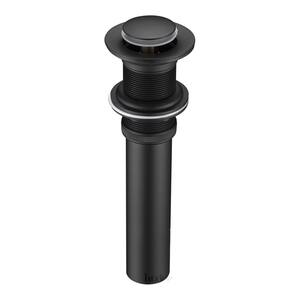 1-1/2 in. Brass Bathroom and Vessel Sink Push Pop-Up Drain Stopper with No Overflow in Matte Black