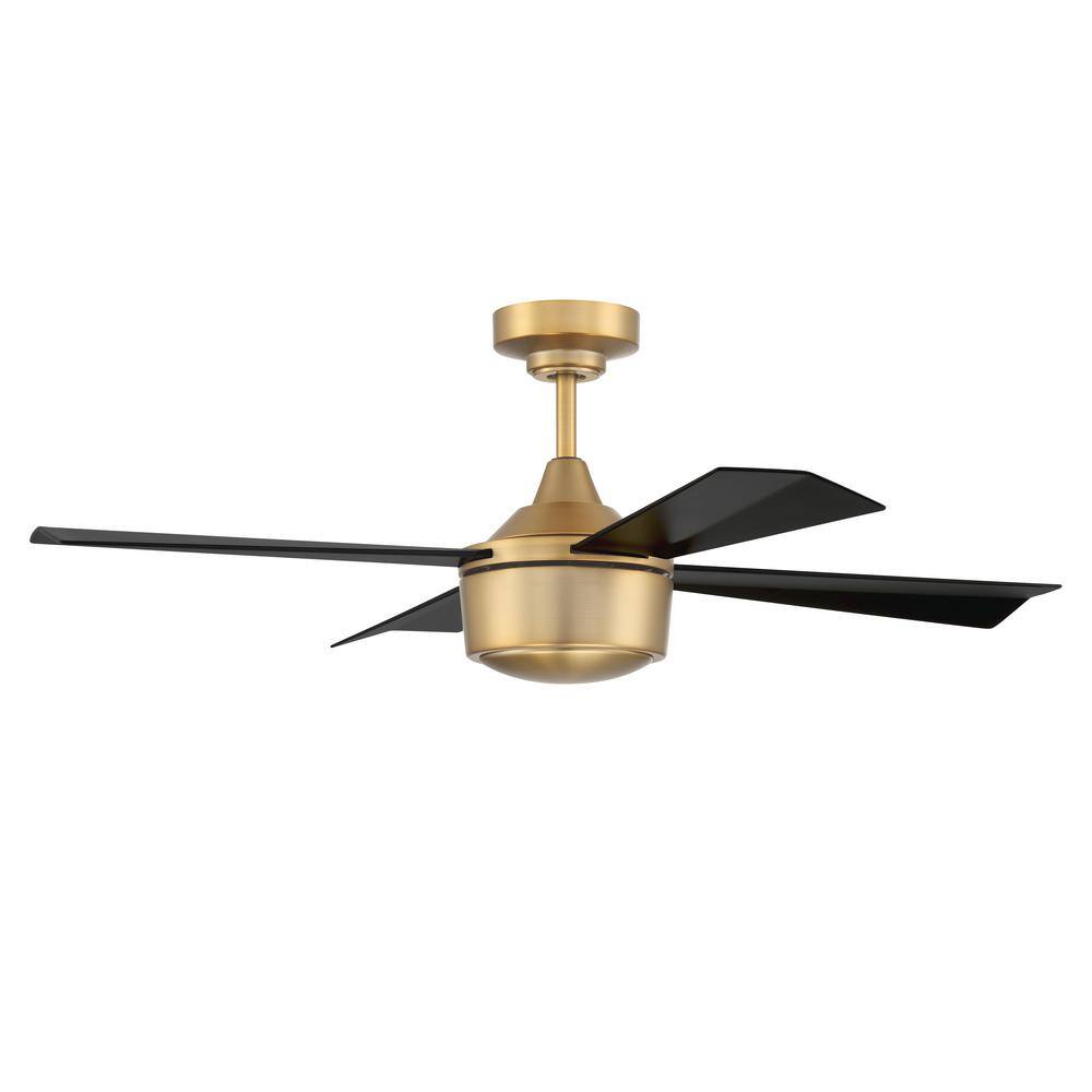 Satin Brass and Black 42'' Ceiling Fan with LED Light