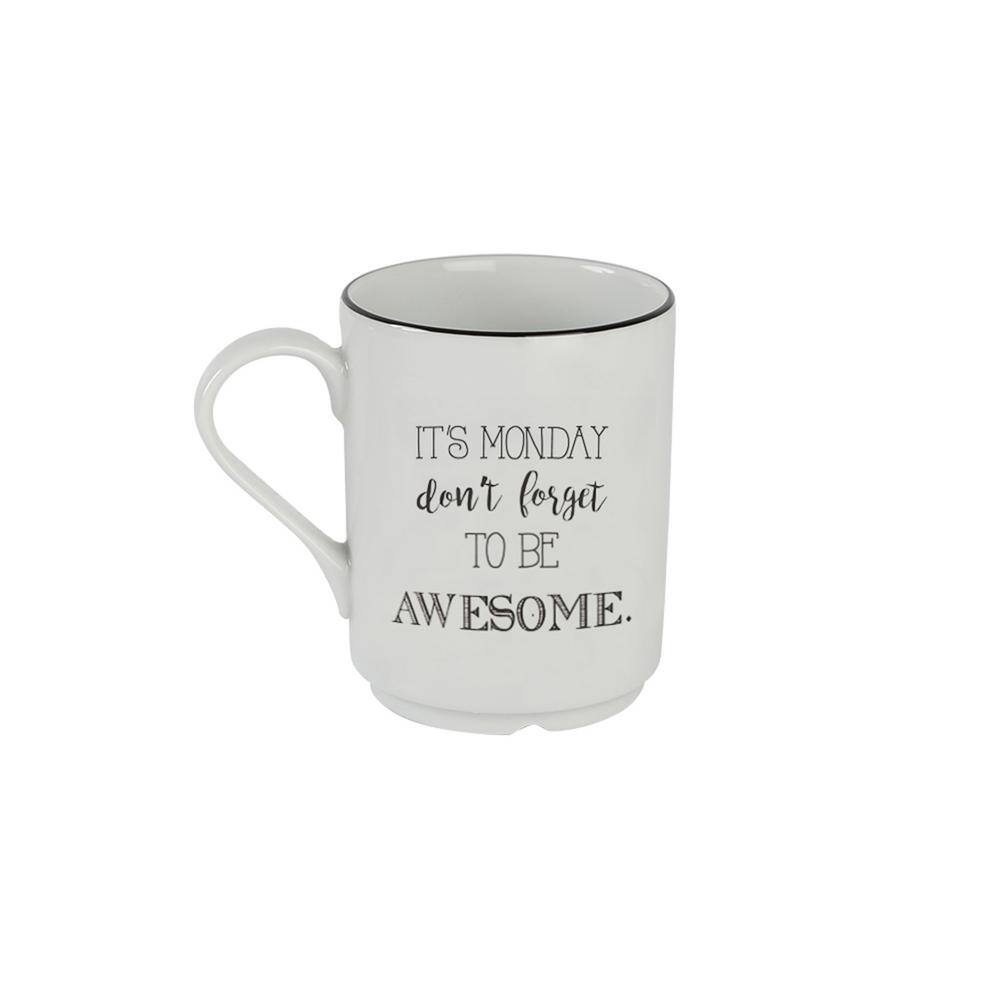 Be Happy White Ceramic 4-Piece Mug Set