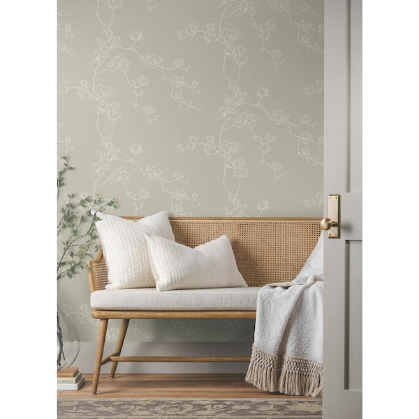Magnolia Taupe Branches Wallpaper