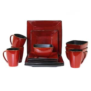 Harland Loft 16-Piece Modern Red Stoneware Dinnerware Set (Service for 4)