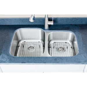 The Craftsmen Series Undermount 32 in. Stainless Steel 60/40 Double Bowl Kitchen Sink Package