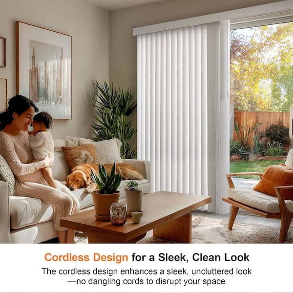 Chicology Oxford White Cordless Room Darkening Vinyl Vertical