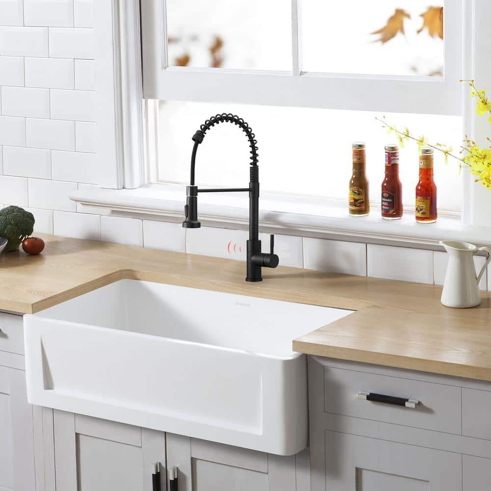 Matte Black Touchless Pull-Down Kitchen Faucet with Soap Dispenser