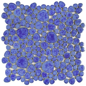 Pebble Blue Cloud 11 in. x 11 in. Porcelain Mosaic Tile (8.6 sq. ft./Case)