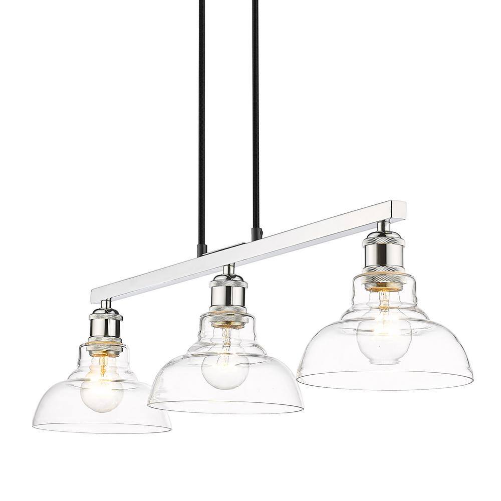 Carver Chrome Linear Pendant with Clear Glass - Modern Indoor/Outdoor Lighting