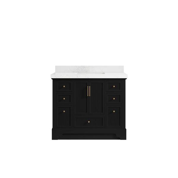 Willow Collections Alys 42 in. W x 22 in. D x 36 in. H Single Sink Bath Vanity in Black with 2 in. Empira Quartz Top