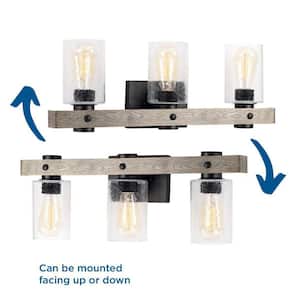Gulliver Collection 24 in. 3-Light Graphite Finish Clear Seeded Glass Coastal Bathroom Vanity Light