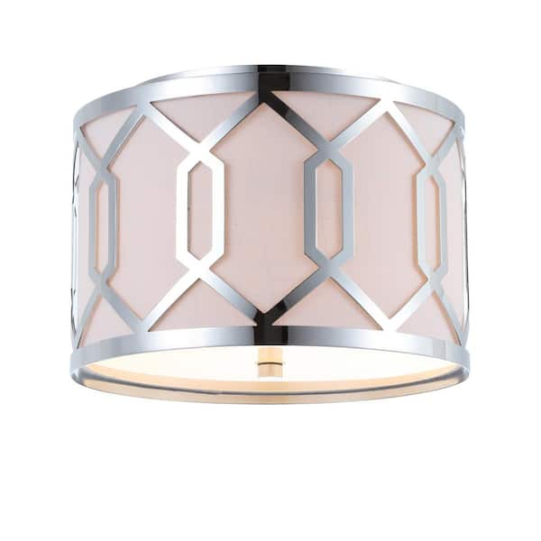 Hex 2-Light Chrome 12.5 in. Metal Flush Mount