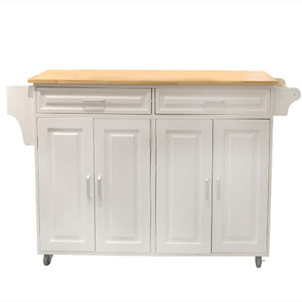 Donason White Kitchen Cart with Adjustable Shelf