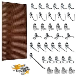 24 in. H x 42 in. W Pegboard 1-Pack Brown Kit with 36 Hooks
