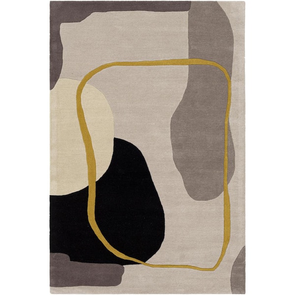 Queens Mustard/Light Gray 5 ft. x 7 ft. Abstract Indoor Area Rug