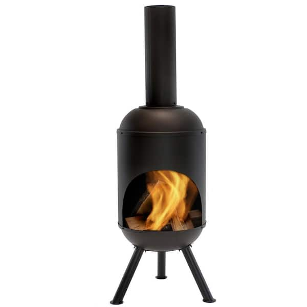 Sunnydaze 60 in. Steel Outdoor Wood-Burning Chiminea Fire Pit