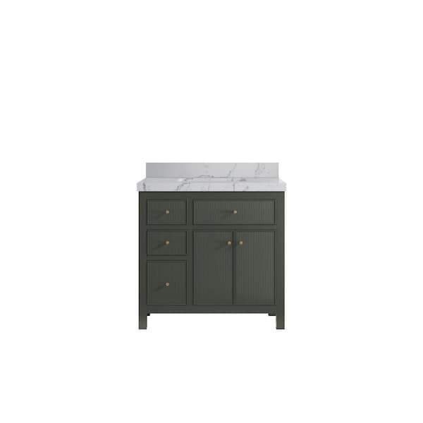 Willow Collections Sonoma 36 in. W x 22 in. D x 36 in. H Single Sink Bath Vanity in Pewter Green with 2 in. Venatino Quartz Top