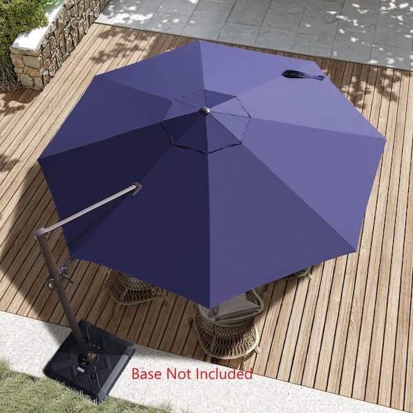 Pellebant 12 ft. Round Aluminum Outdoor Heavy-Duty 360° Rotation Offset Cantilever Patio Umbrella in Navy Blue with No Base