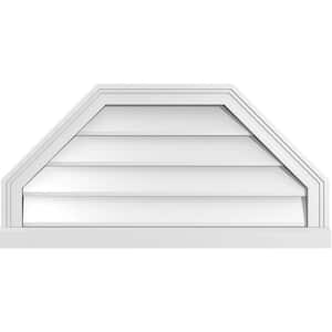 32 in. x 16 in. Octagonal Top Surface Mount PVC Gable Vent: Decorative with Brickmould Sill Frame