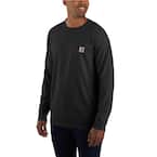 Men's Medium Black Cotton/Polyester Force Relaxed Fit Midweight Long Sleeve  Pocket T-Shirt