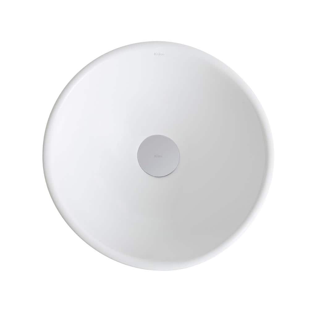 Elavo White Ceramic Round Vessel Sink with Oil Rubbed Bronze Drain
