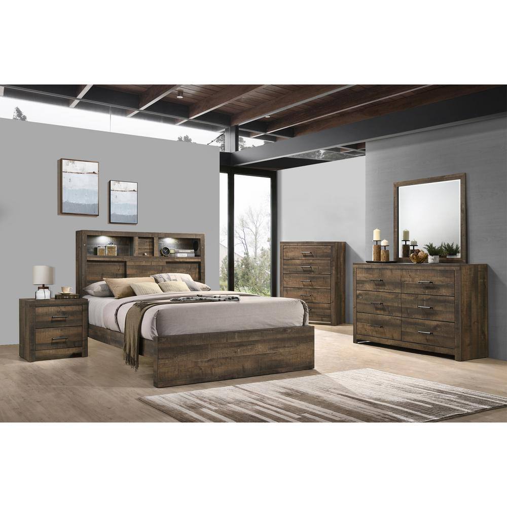 Rustic Brown 2-Drawer Solid Wood Nightstand