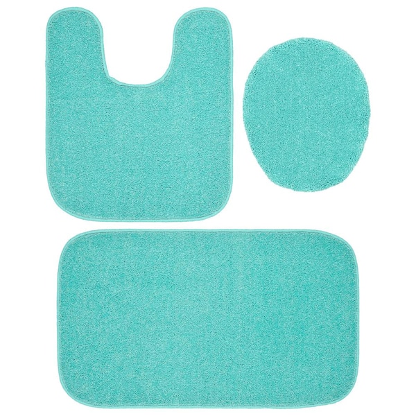 Garland Rug Gramercy Sea Foam Green Solid Plush Rectangle 3-Piece Bath Rug Set