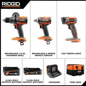 RIDGID 18V Brushless Cordless 3-Tool Combo Kit with Hammer