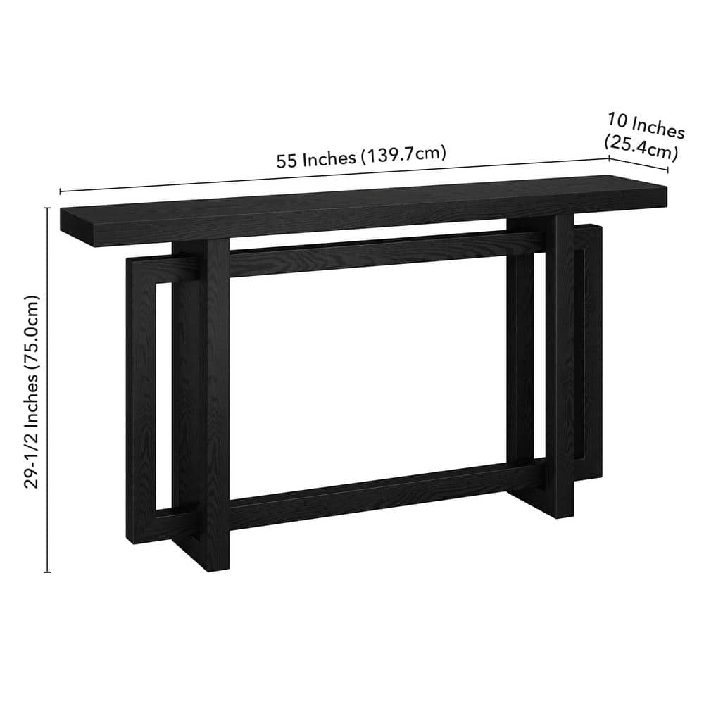 Black Grain MDF Rectangular Hallway Table with Storage