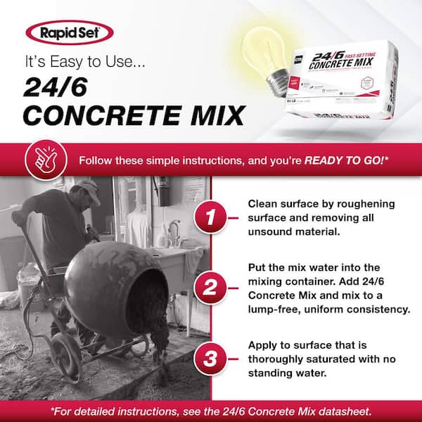 Rapid Set - 60 lbs. 24/6 Fast-Setting Concrete Mix