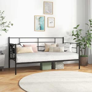 Black Twin Size Metal Daybed Heavy-Duty Sofa Bed Frame Mattress Foundation