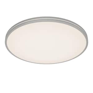 Athos 21 in. 1-Light Modern Silver Integrated LED 5 CCT Flush Mount Ceiling Light Fixture for Kitchen or Bedroom