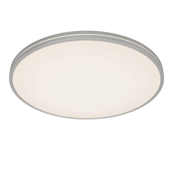 Artika Athos 21 in. 1-Light Modern Silver Integrated LED 5 CCT Flush Mount Ceiling Light Fixture for Kitchen or Bedroom