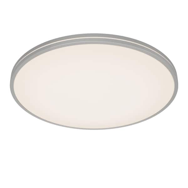 Athos 21 in. 1-Light Modern Silver Integrated LED 5 CCT Flush Mount Ceiling Light Fixture for Kitchen or Bedroom