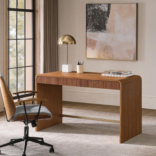 JAYDEN CREATION Fernando 48.5 in. Rectagnle Acorn Wood Office 2