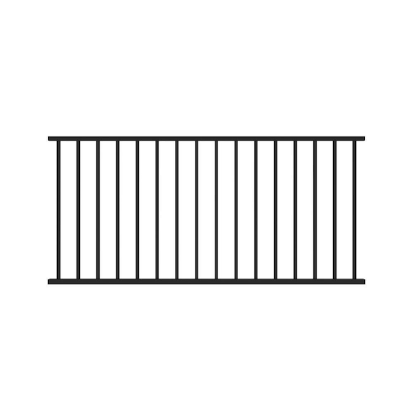 TuffBilt 6 ft. x 36 in. Matte Black Prebuilt Aluminum Level Pre-Assembled Railing Kit